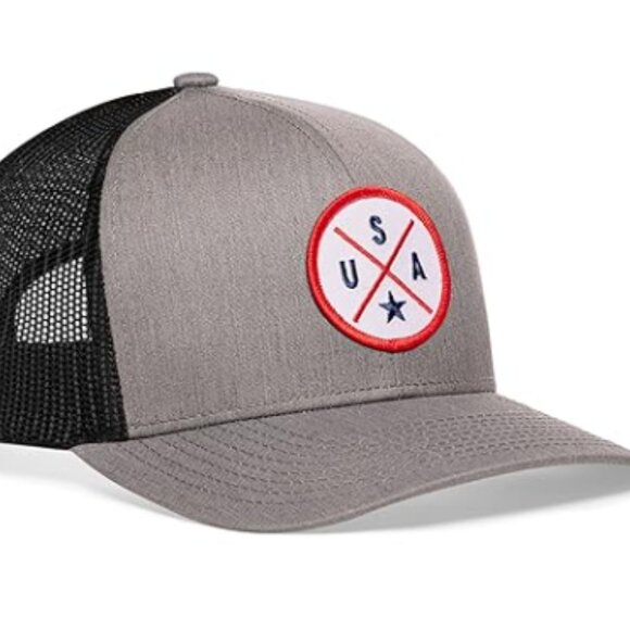 USA Trucker Hat Gray Black Mesh Snapback Adjustable Cap Like New - Picture 7 of 7